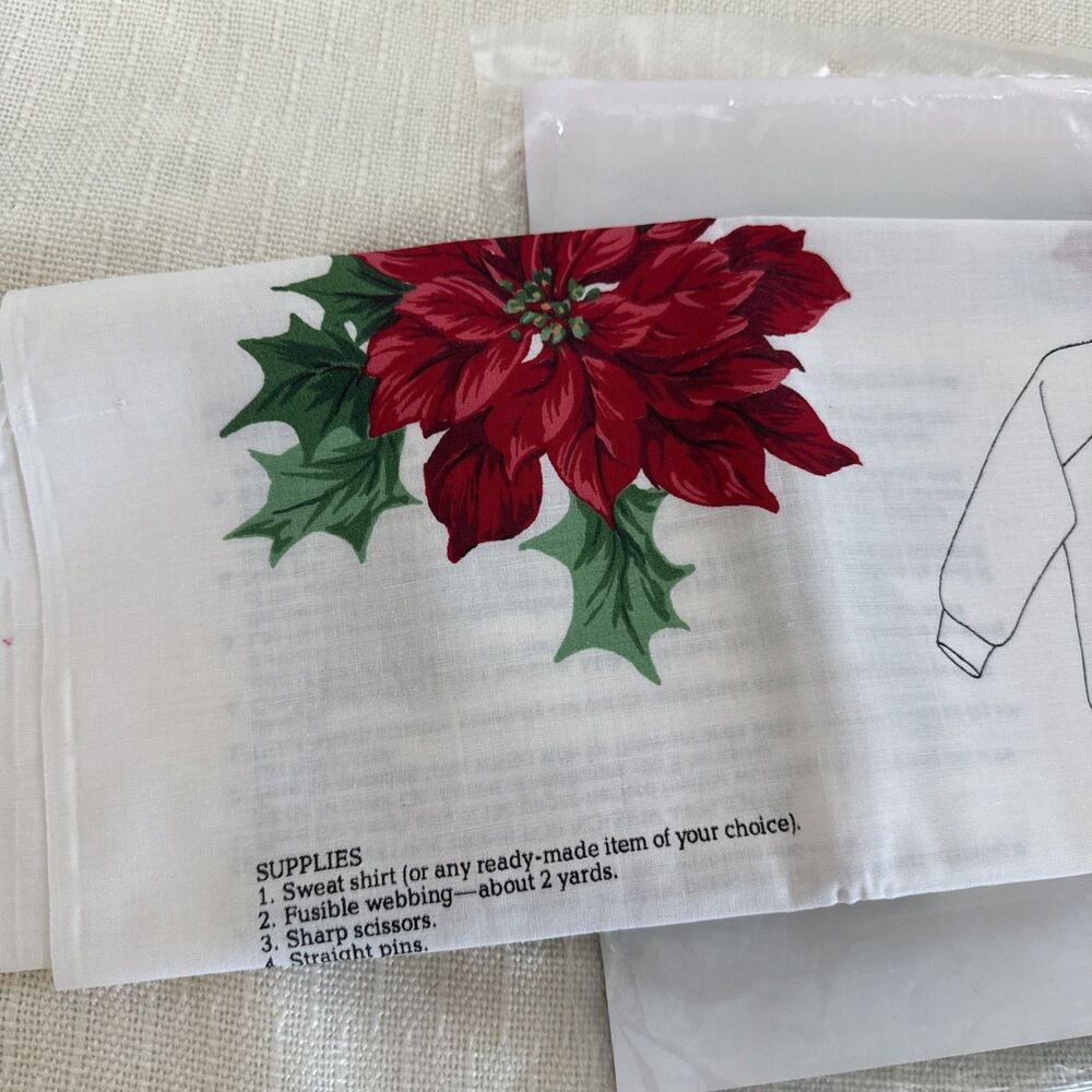 Christmas Poinsettias Cardinals Appliques Fabric Panel VIP Cranston Sew Crafts - Picture 10 of 11